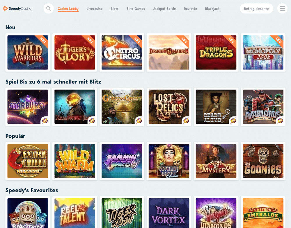 Speedy Casino Website