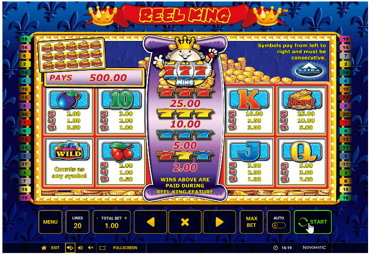 Reel King Slot Wild Symbole Scatter Bonus Freispiele