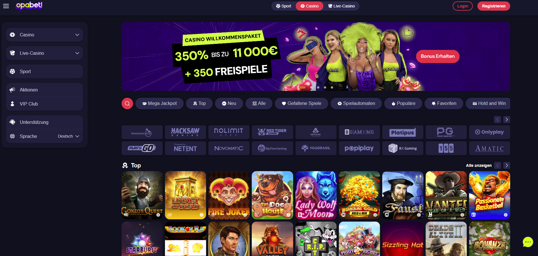 Opabet Webseite